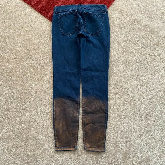 Gap 1969 26R Denim Legging Jean Metallic Dipped Hem Actual W 27 x I 28 3/4 - Picture 7 of 12